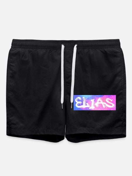 Elias Name Gift Idea Galaxy - Swim Trunks - black