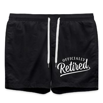 Finally Pensioner - Retiree - Pensioner - Retirement - Swim Trunks - black - Front - AI Model Male 185 light (185cm)