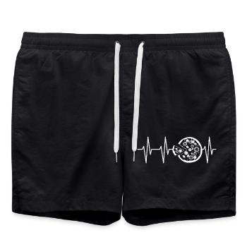 pizza Herzschlag Ekg puls pizzeria Liebe Essen - Badeshorts - Schwarz - Vorne - AI Model Male 185 light (185cm)