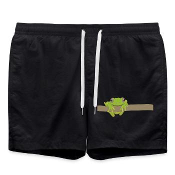 Grenouille verte sur une branche - Short de bain - noir - Devant - AI Model Male 185 light (185cm)