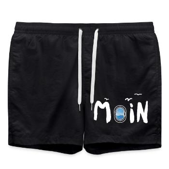 Moin Meer Leuchtturm Möwe - Badeshorts - Schwarz - Vorne - AI Model Male 185 light (185cm)