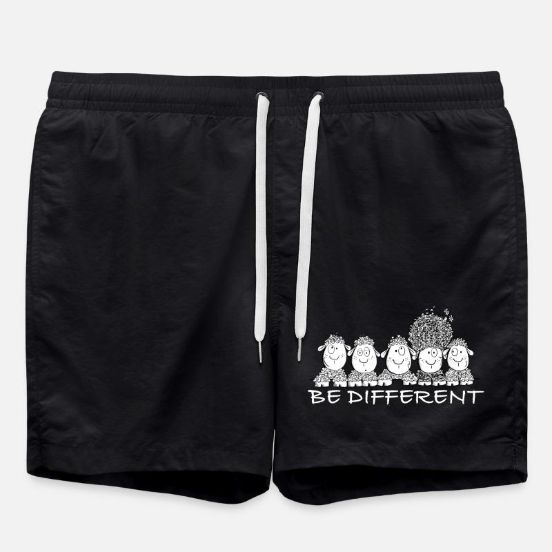 Be Different Sheep with Saying - Swim Trunks - black