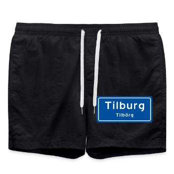 Tilburg Ortsschild - Badeshorts - Schwarz - Vorne - AI Model Male 185 light (185cm)