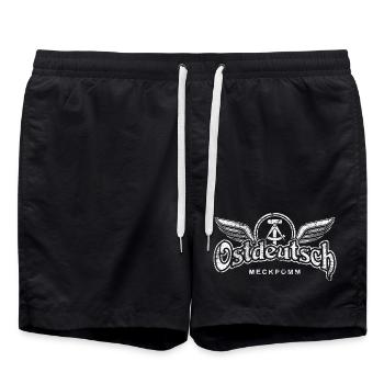 Ostdeutsch Meckpomm - DDR Cooler & Stolzer Ossi - Badeshorts - Schwarz - Vorne - AI Model Male 185 light (185cm)