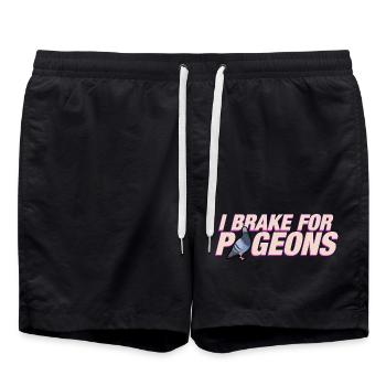 I brake for pigeons - Swim Trunks - black - Front - AI Model Male 185 light (185cm)