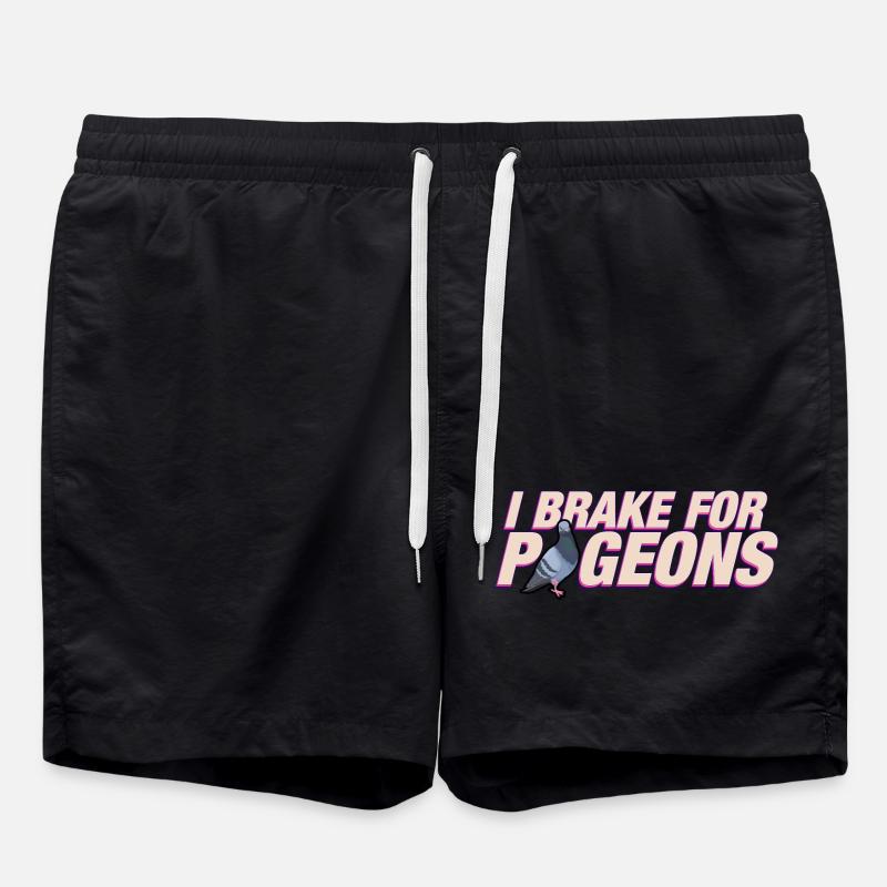 I brake for pigeons - Swim Trunks - black