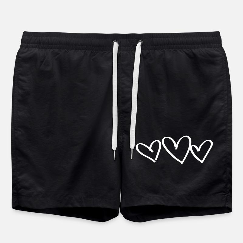 3 Herzen Liebe - Badeshorts - Schwarz