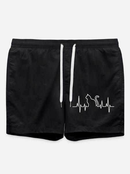 Katzenherz Pullover Design - Badeshorts - Schwarz