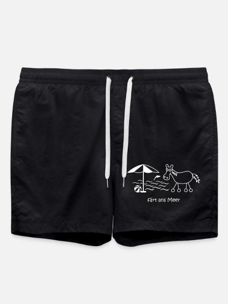 färt ans Meer, Pferd mit Rädern, Urlaub, Reise - Badeshorts - Schwarz