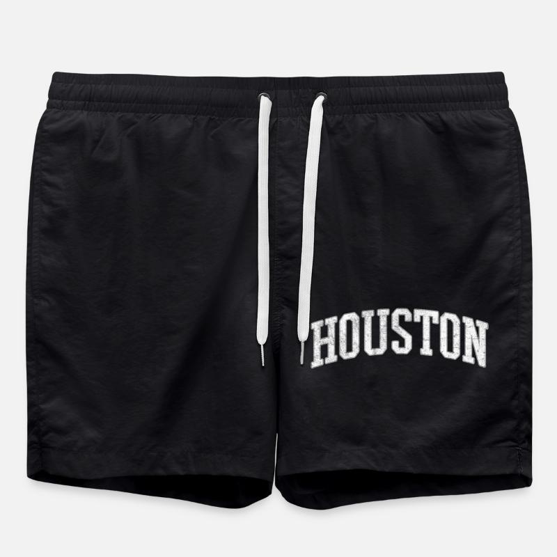 Houston Stone Block Logo - Swim Trunks - black