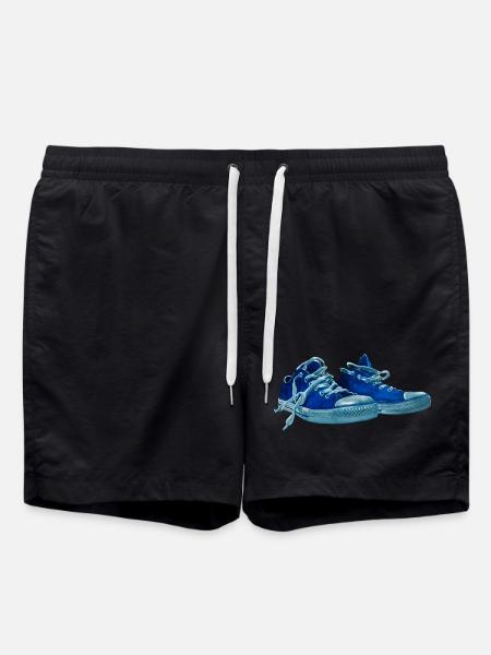 Blue sneaker print - Swim Trunks - black