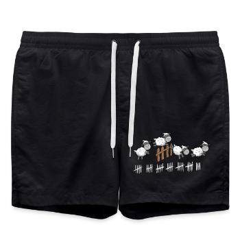 Sheep Count I Sheep Good Night Design - Swim Trunks - black - Front - AI Model Male 185 light (185cm)