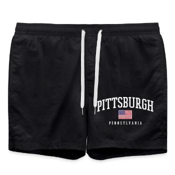 Arc de Pittsburgh avec drapeau - Short de bain - noir - Devant - AI Model Male 185 light (185cm)
