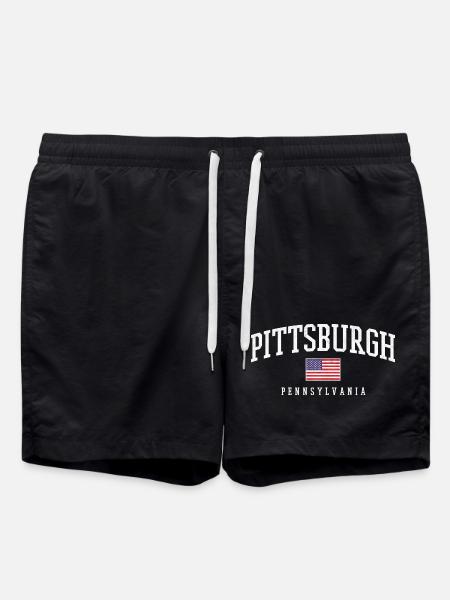 Pittsburgh Arc with Flag - Swim Trunks - black