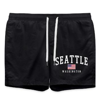 Seattle Washington - Short de bain - noir - Devant - AI Model Male 185 light (185cm)