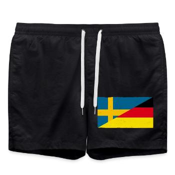 Germany and Sweden Vintage Flag - Swim Trunks - black - Front - AI Model Male 185 light (185cm)