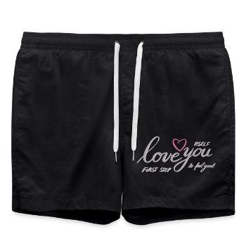 Love Yourself Heart Motif - Swim Trunks - black - Front - AI Model Male 185 light (185cm)
