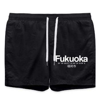Fukuoka Skyline Coordinates - Swim Trunks - black - Front - AI Model Male 185 light (185cm)