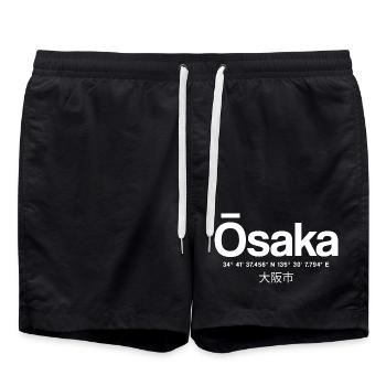 Osaka Koordinaten Stadtlogo - Badeshorts - Schwarz - Vorne - AI Model Male 185 light (185cm)