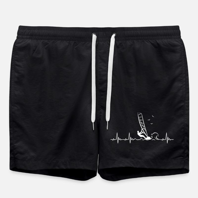 Windsurfing Heartbeat with Windsurfer - Swim Trunks - black