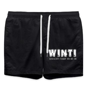 WINTI geilschti Stadt vo de CH - Badeshorts - Schwarz - Vorne - AI Model Male 185 light (185cm)