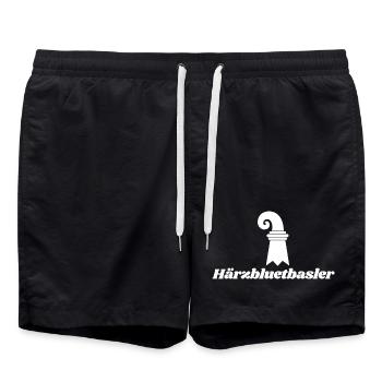 Härzbluetbasler Basel Wappen - Badeshorts - Schwarz - Vorne - AI Model Male 185 light (185cm)
