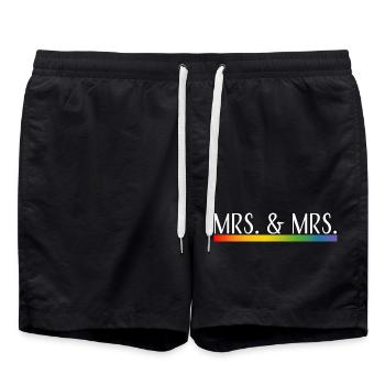 Rainbow stripes Mrs and Mrs white - Swim Trunks - black - Front - AI Model Male 185 light (185cm)