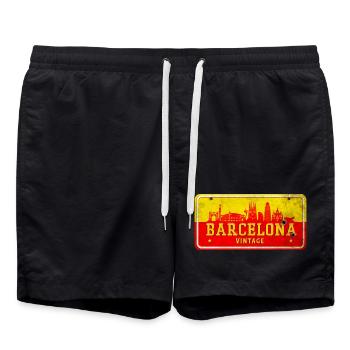 Enseigne vintage Barcelone Espagne - Short de bain - noir - Devant - AI Model Male 185 light (185cm)