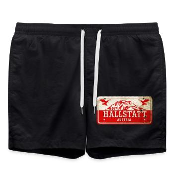 Enseigne vintage autrichienne Hallstatt - Short de bain - noir - Devant - AI Model Male 185 light (185cm)