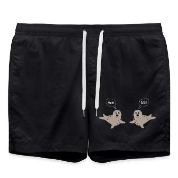 Seehund Seehunde Robbe Robben Tiere - Badeshorts - Schwarz - Vorne - AI Model Male 185 light (185cm)