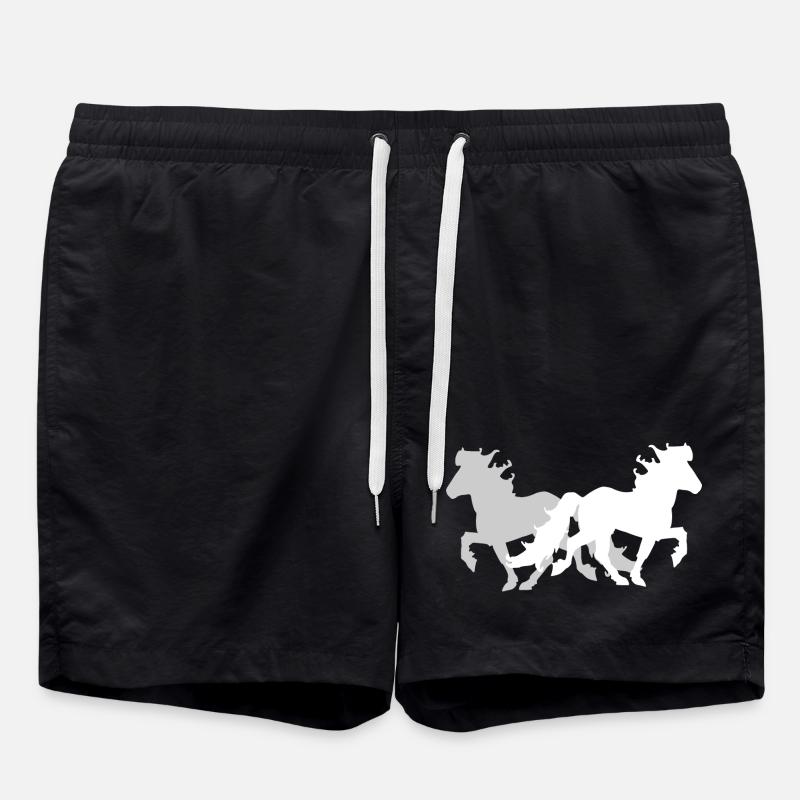 2 Islandske heste Elegant Tölt Damer Piger Børn - Badeshorts - sort