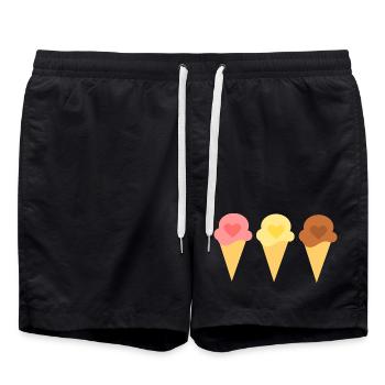 Ice Heart Ice Cream Strawberry Ice Cream Ice Cream Shop Gift - Swim Trunks - black - Front - AI Model Male 185 light (185cm)