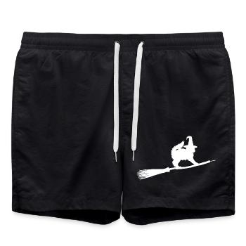 Katzen Hexe - Badeshorts - Schwarz - Vorne - AI Model Male 185 light (185cm)