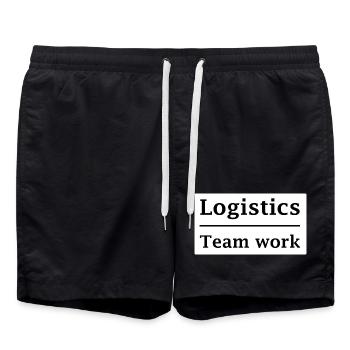 Logistiker Teamarbeit - Badeshorts - Schwarz - Vorne - AI Model Male 185 light (185cm)