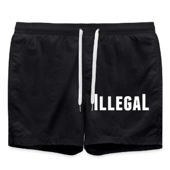 illegal gesetzlos gesetzwidrig ungesetzlich - Badeshorts - Schwarz - Vorne - AI Model Male 185 light (185cm)