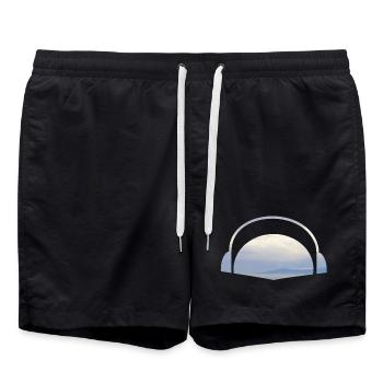 Sonnenuntergang Kopfhörer - Badeshorts - Schwarz - Vorne - AI Model Male 185 light (185cm)