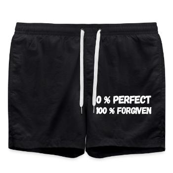 0% Idée de cadeau de foi de Jésus pardonné 100 parfait - Short de bain - noir - Devant - AI Model Male 185 light (185cm)