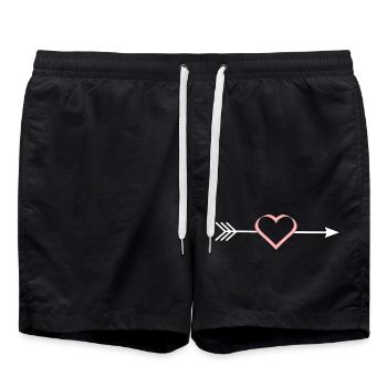 pinkes Herz rosa rot Pfeil Herzen Valentinstag - Badeshorts - Schwarz - Vorne - AI Model Male 185 light (185cm)