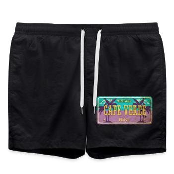 Kap Verde Vintage Palmen Schild - Badeshorts - Schwarz - Vorne - AI Model Male 185 light (185cm)