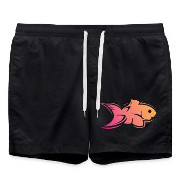 poisson poisson eau couleurs de la mer symbole icône logo - Short de bain - noir - Devant - AI Model Male 185 light (185cm)