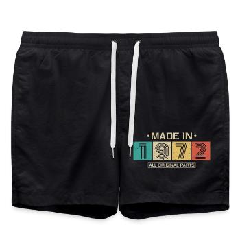 Slogan rétro 1972 Toutes pièces originales - Short de bain - noir - Devant - AI Model Male 185 light (185cm)
