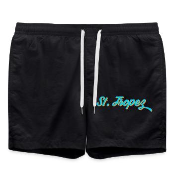 Calligraphie au néon de Saint-Tropez - Short de bain - noir - Devant - AI Model Male 185 light (185cm)