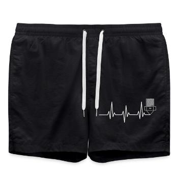 Herzschlag 3D Druck funny TShirt Design - Badeshorts - Schwarz - Vorne - AI Model Male 185 light (185cm)