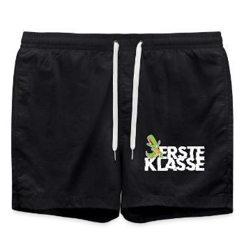 Einschulung Erstklässler T Rex Erste Klasse Dino - Badeshorts - Schwarz - Vorne - AI Model Male 185 light (185cm)