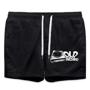 Plattenspieler DJ Old School Wizard - Badeshorts - Schwarz - Vorne - AI Model Male 185 light (185cm)