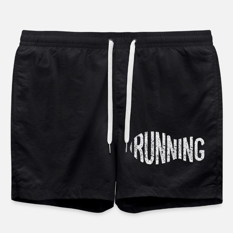 Rugged Run Distressed Wordmark Sneaker FootPrint - Swim Trunks - black