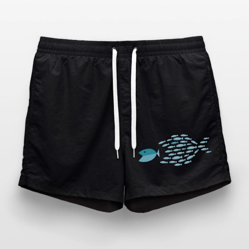Blue School Silhouette - small fish eat big fish Swim Trunks