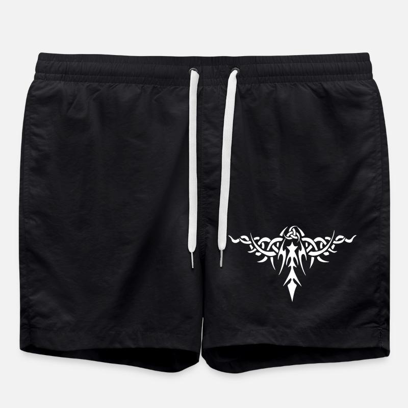 White thorny symbol - Swim Trunks - black