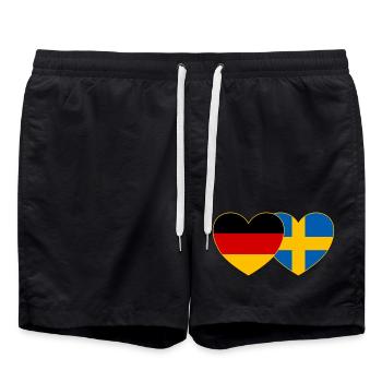 Germany Sweden Flag Heart - Swim Trunks - black - Front - AI Model Male 185 light (185cm)
