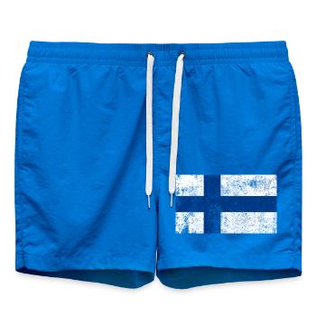 Drapeau de la Finlande Drapeau Grunge Retro Vintage - Short de bain - cobalt blue - Devant